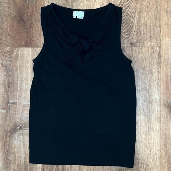 kate spade Black Tie Front Keyhole‎ Neck Tank Top Blouse Cotton Blend Size S - Picture 5 of 10